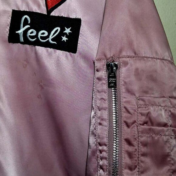 Frank Stone Embroidered Floral Design Womens Bomber Jacket - Picture 4 of 4